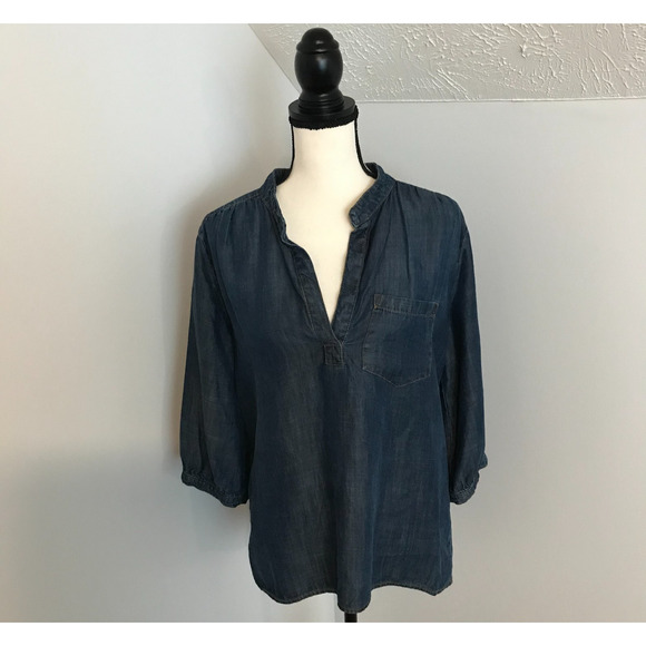 Anthropologie Elevenses Wagner Denim Chambray Top - Picture 1 of 9